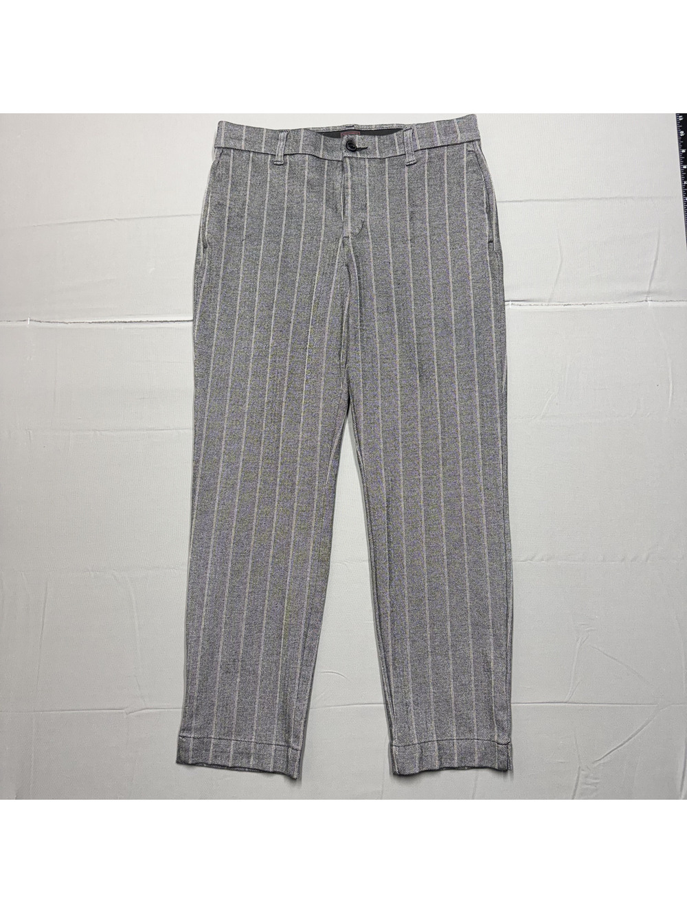 Lee Women's Trousers Poly Rayon Herringbone Stripe Size 10 Gray Dark Academia